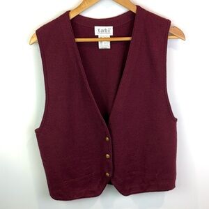 Vintage Tabi international Burgundy Knit wool vest size M